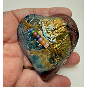 J Davis Raku Heart Inner Spirit Shaker Rattle Butterfly Dragonfly Pottery Insect